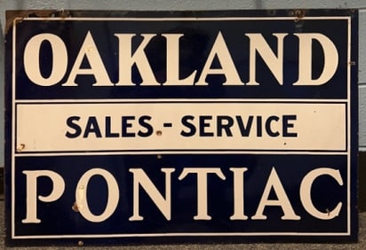 OAKLAND PONTIAC DOUBLE SIDED PORCELAIN SIGN