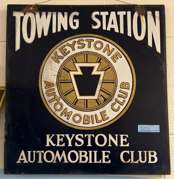 KEYSTONE AUTOMOBILE CLUB PORCELAIN DOUBLE SIDED SI: 27" X 26"