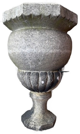 PAIR OF LARGE STONE PLANTERS: 32" TALL X 20"