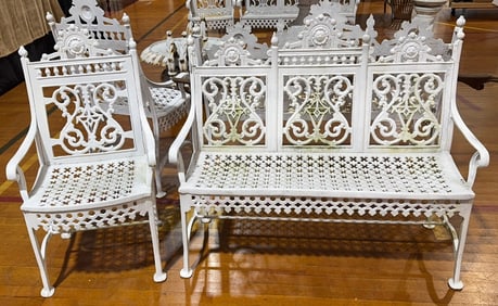 CAST ALUMINUM GARDEN BENCH & CHAIR