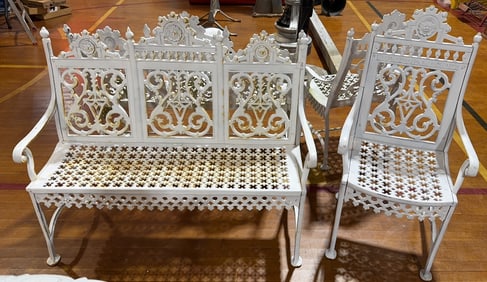 CAST IRON H. FREIDENMACHER CHAIR & BENCH