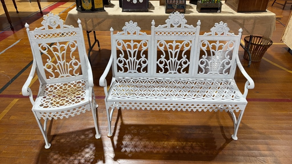AB & WT WESTERVELT NY CAST IRON BENCH & CHAIR (1 of 6)