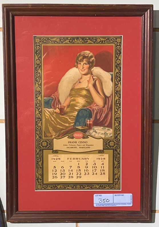 VINTAGE COCA-COLA 1928 FRAMED CALENDAR PRINT (1 of 6)