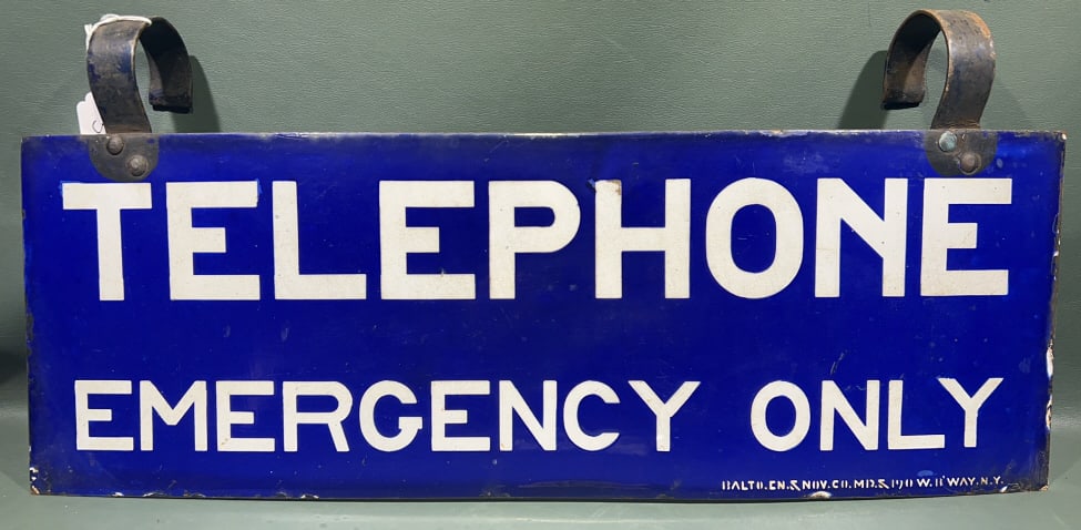 TELEPHONE EMERGENCY ONLY PORCELAIN ADVERTISING SIG (1 of 9)