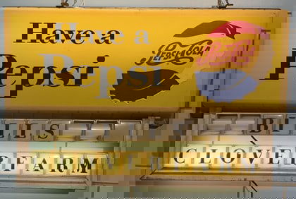 VINTAGE PEPSI-COLA LIGHTED ADVERTISING SIGN