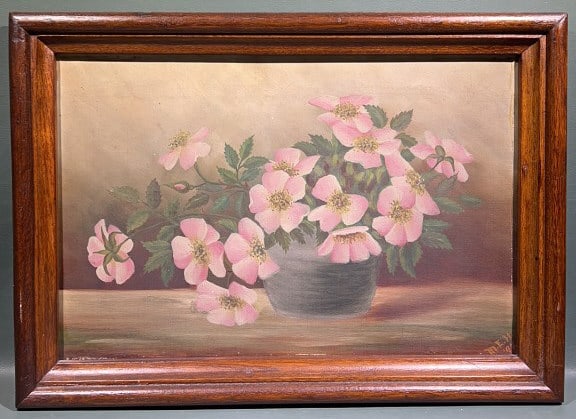 ANTIQUE OIL ON CANVAS SIGNED MEH: 20-1/2" X 14-1/2"
