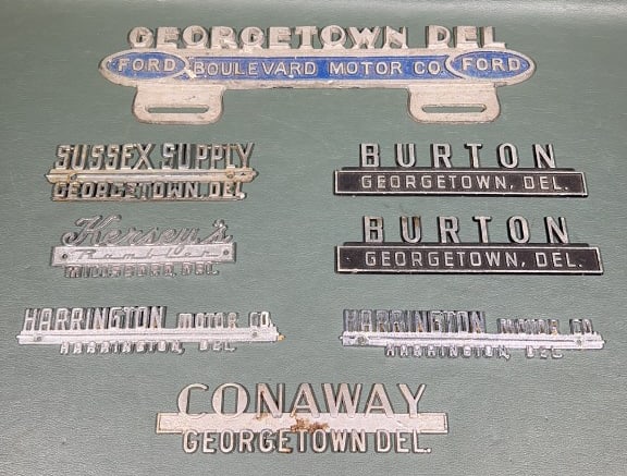 COLLECTION OF DELAWARE CAR ADVERTISING DECALS: 12" X 3"