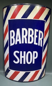 CURVED PORCELAIN BARBER SHOP CORNER SIGN