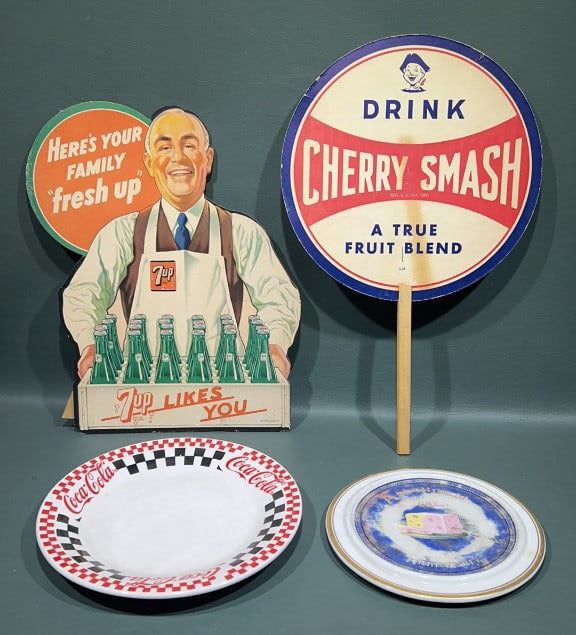 VINTAGE 7-UP, CHERRY SMASH & ABBOTT ADVERTISING: 14" X 9"