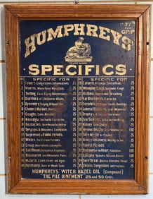 HUMPHREYS SPECIFICS METAL ADVERTISING SIGN