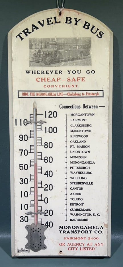 MONONGAHELA TRANSPORT CO, WOODEN THERMOMETER (1 of 6)