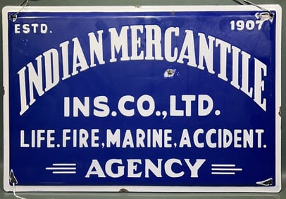 INDIAN MERCHANTILE PORCELAIN ADVERTISING SIGN