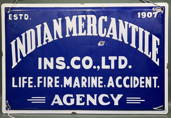 INDIAN MERCHANTILE PORCELAIN ADVERTISING SIGN: 18" X 12"