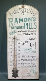 RAMON'S BROWNIE PILL WOODEN ADVER. THERMOMETER