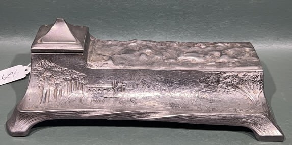 ANTIQUE DECORATED INK WELL / PEN HOLDER (1 of 8)