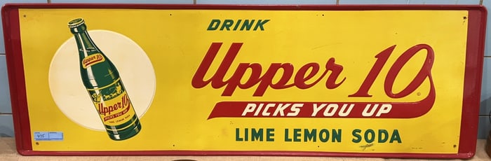 UPPER 10 LIME LEMON SODA METAL EMBOSSED SIGN
