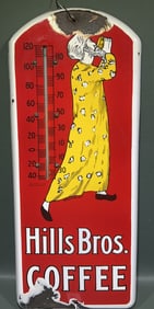 HILL BROS COFFEE PORCELAIN ADVERTISING THERMOMETER