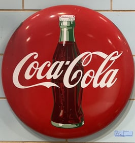 24" PORCELAIN COCA-COLA BUTTON SIGN