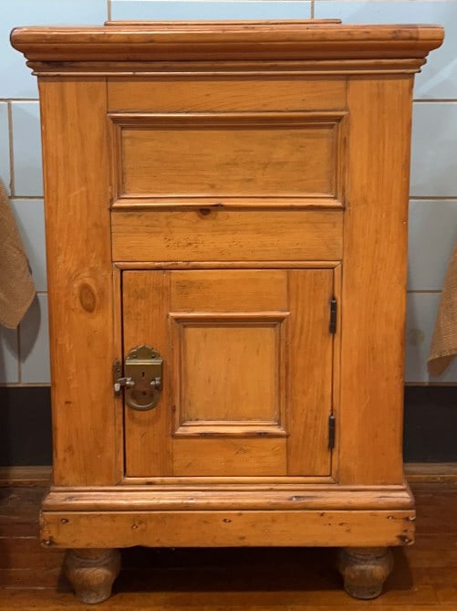 VINTAGE D. EDDY REFRIGERATOR PINE ICE BOX: 38" X 25"