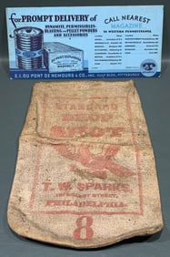 ANTIQUE DUPONT ADVERTISING & T. W. SPARKS SHOT BAG
