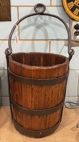ANTIQUE WOODEN & IRON BUCKET