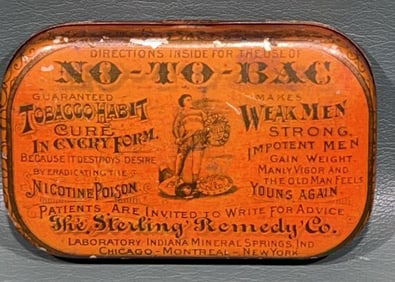 "NO-TO-BAC" TOBACCO HABIT CURE ADVERTISING TIN