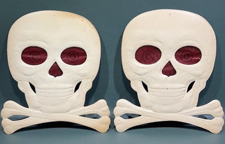 2 H. E. LUHRS DIE-CUT EMBOSSED SKELETON SKULL