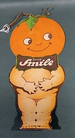 "DRINK SMILE" SODA HANGING ADVERTISING SIGN