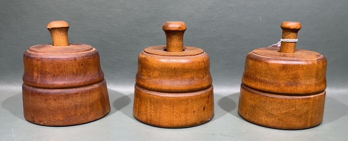 3 ANTIQUE WOODEN BUTTER PRINT MOLDS