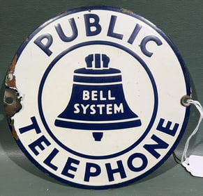 BELL SYSTEM PUBLIC TELEPHONE PORCELAIN SIGN #22