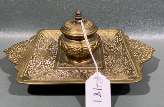 FRENCH BRONZE DECORATED INK WELL (1 of 8)