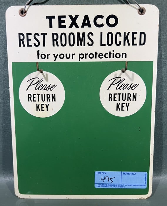 TEXACO REST ROOMS KEY METAL SIGN (1 of 5)
