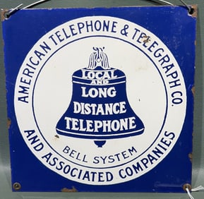 BELL SYSTEM "AMERICAN TELEPHONE" PORCELAIN SIGN