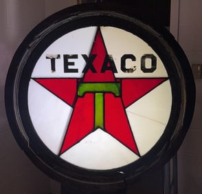 TEXACO ANTIQUE ORGINIAL STAINGLASS WINDOW / SIGN