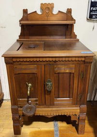 ANTIQUE VICTORIAN WALNUT PARLOR ICE BOX