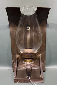 ANTIQUE OIL LAMP W/ WALL SCONCE MOUNT