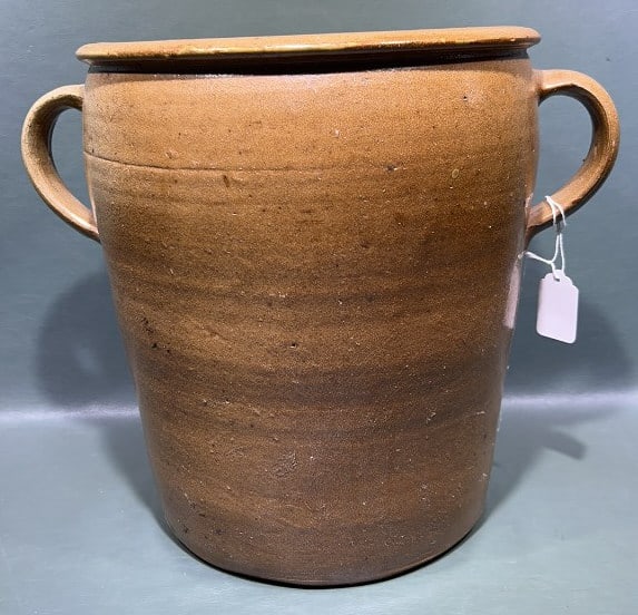 DOUBLE HANDLED STONEWARE CROCK (1 of 8)
