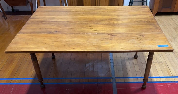 ANTIQUE PINE SINGLE DROP LEAF KITCHEN TABLE - 4