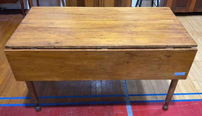 ANTIQUE PINE SINGLE DROP LEAF KITCHEN TABLE - 5