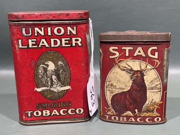STAG TOBACCO TIN & UNION LEADER TOBACCO TIN: 10-1/2" X 1-1/2"