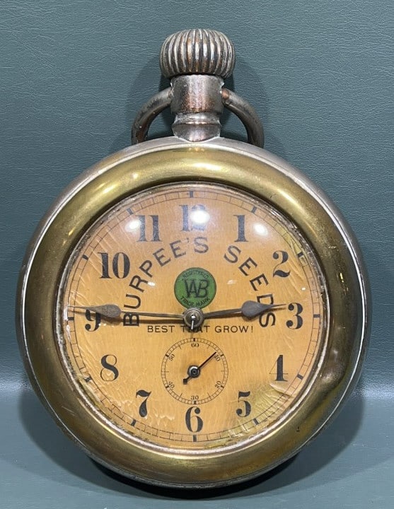 BURPEE'S SEEDS ADVERTISING POCKET WATCH CLOCK (1 of 5)