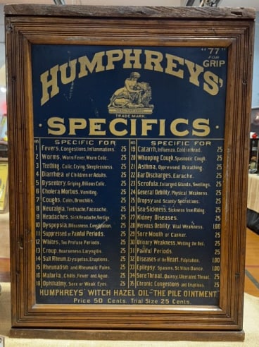 HUMPHREY'S SPECIFICS LARGE DRAWER CABINET: 27-1/2" X 19-1/2" X 7"