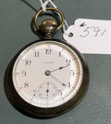 WALTHAM STERLING POCKET WATCH W/RAILROAD CASE (1 of 4)