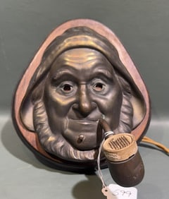 WALL MOUNT BRONZE SHIP'S CAPTAIN CIGAR LIGHTER