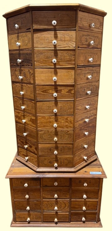 HARDWARE STORE REVOLVING MULTI-DRAWER STORAGE CABI: 65" X 30" X 33"