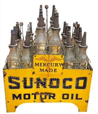 SUNOCO OIL JUG ADVERTISING STAND: 37 1/2" X 29" X 19"