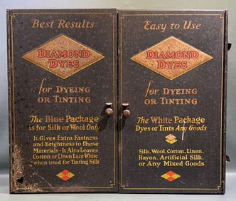 ANTIQUE DIAMOND DYES METAL ADVERTISING CABINET