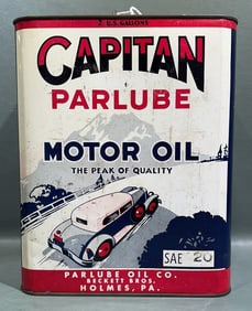 CAPTAIN PARLUBE MOTOR OIL 2 GAL. ADVERTISING CAN