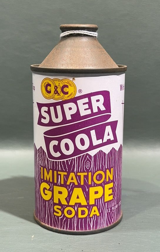 C & C SUPER COOLA IMITATION GRAPE SODA W/CONE TOP (1 of 3)