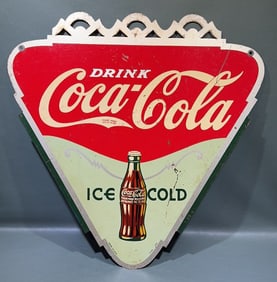 1933 COCA-COLA METAL DOUBLE SIDED TRIANGLE SIGN